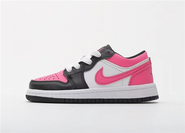 Youth Running Weapon Air Jordan 1 Pink/Black/White Low Top Shoes 0073